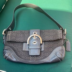 COACH Signature Black Soho Shoulder Bag with Buckle